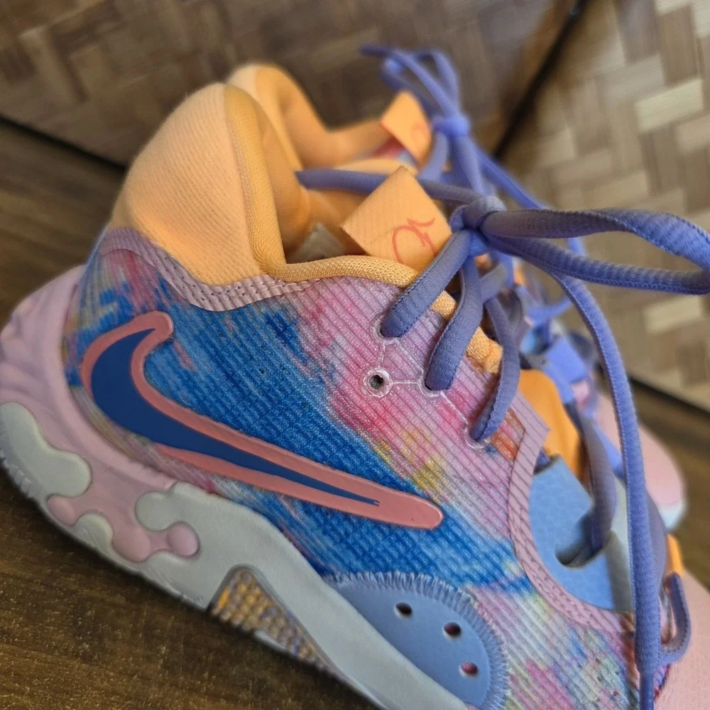 Nike Shoes Youth Size 4.5 PG 6 Painted Swoosh Blue Pink D09824-100 New